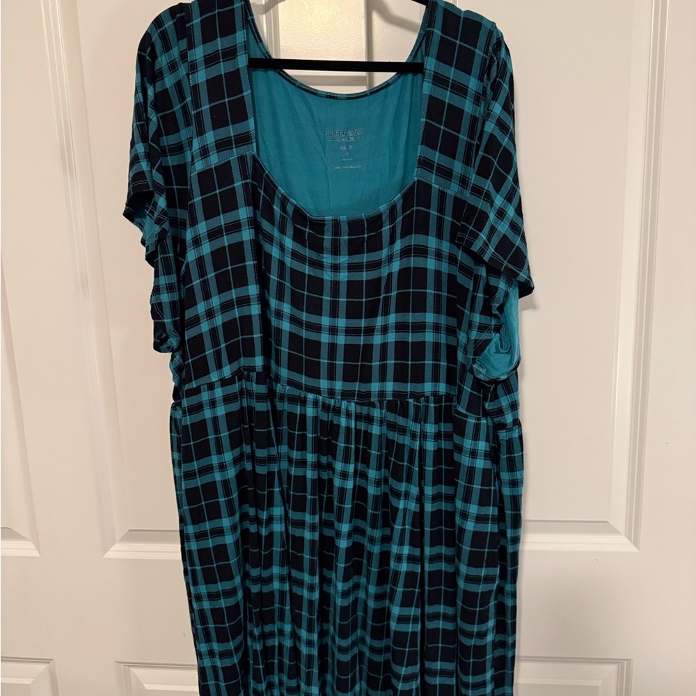 Torrid Teal and Black Plaid Dress